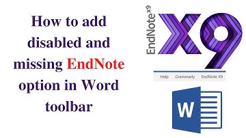 #Endnote How to add disabled and missing EndNote option in Word toolbar| EndNote Error Solved|