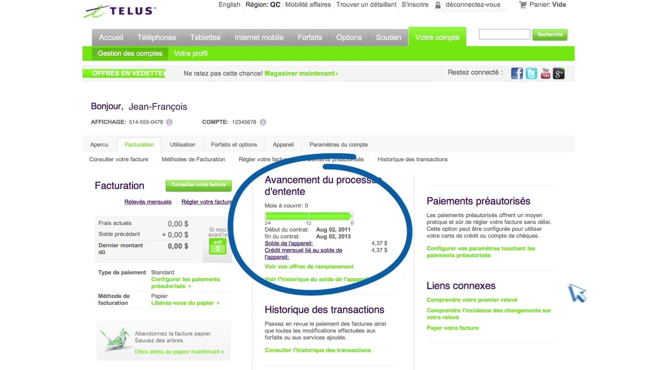 Compte TELUS en ligne - Forfaits Mensuels
