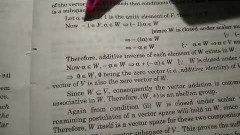 Vector subspace./the necessary and sufficient condition for vector subspace theorem-1