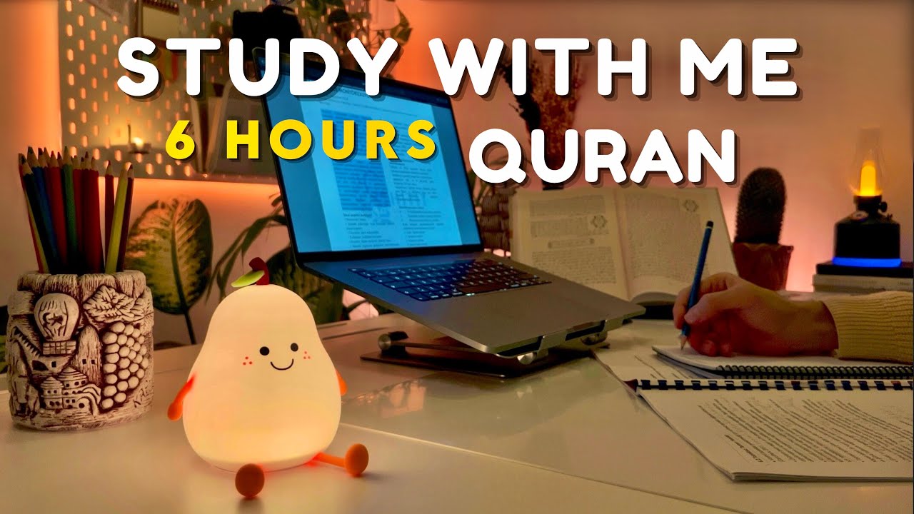 6 HOUR STUDY WITH ME | Quran recitation | Pomodoro 50/10 | Study with quran | Gentle Rain