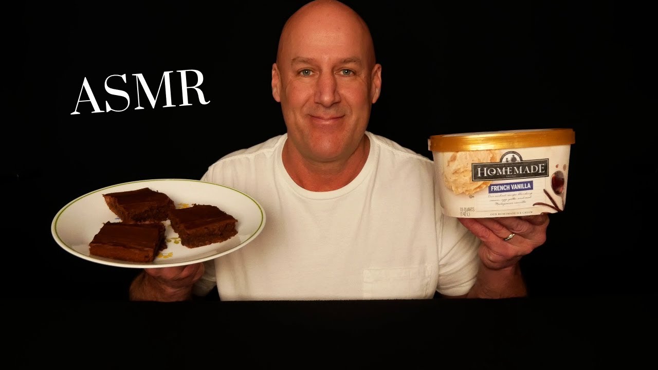 ASMR: HOMEMADE BROWNIES WITH FRENCH VANILLA ICE CREAM (EATING SOUNDS) SOFT SPOKEN