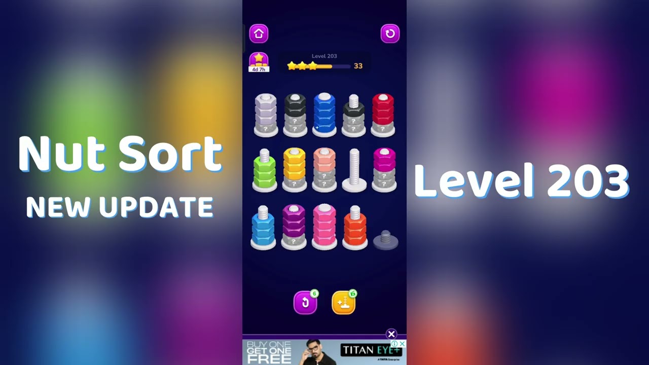 🧩 Nut Sort Level 203 Walkthrough | Step-by-Step Guide 🎮 | Mini Boss