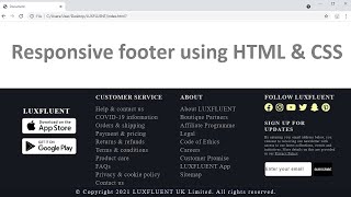 How to make responsive footer in HTML and CSS