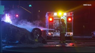 Jurupa Valley: Two Critically Injured in Fiery Rollover Crash
