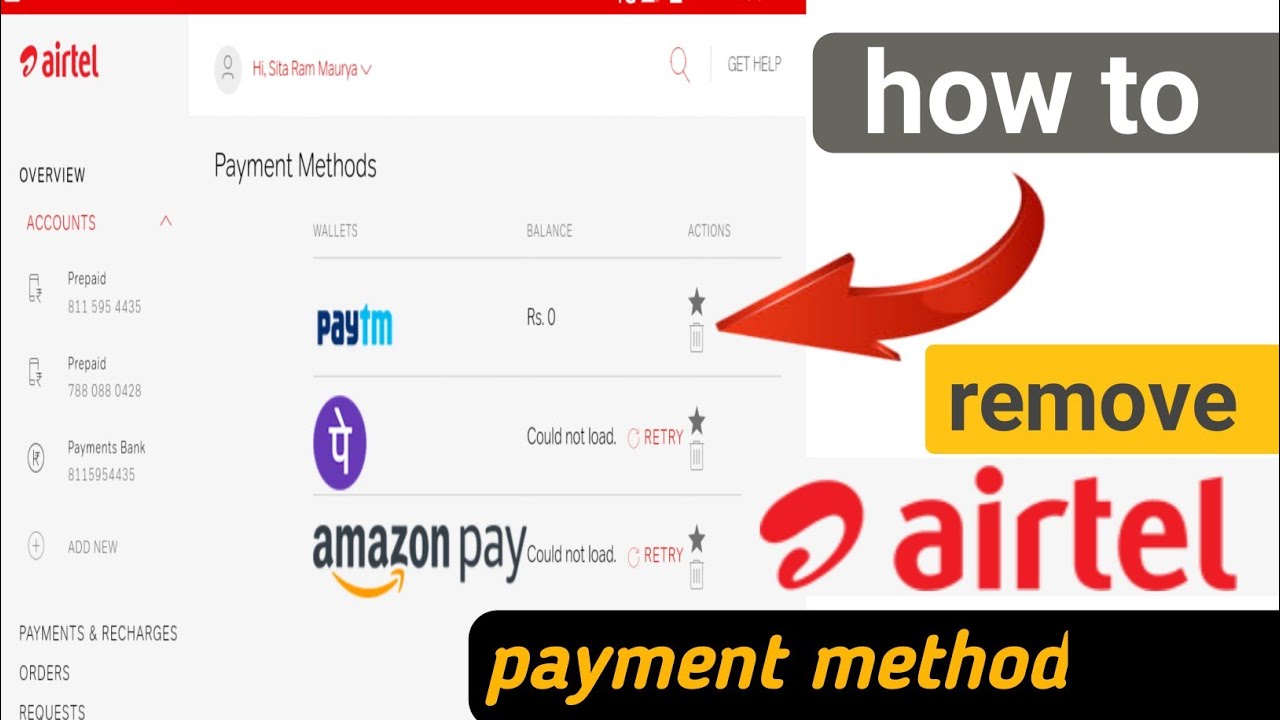 How To Remove Airtel Payment Method Airtel Thanks Se Paytm Amazon