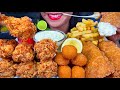 ASMR FISH AND CHIPS, FRIED CHICKEN, CHEESE BALL MUKBANG MASSIVE Eating Sounds