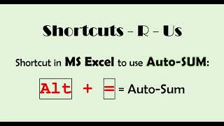 Keyboard Shortcut in Excel to use AutoSUM