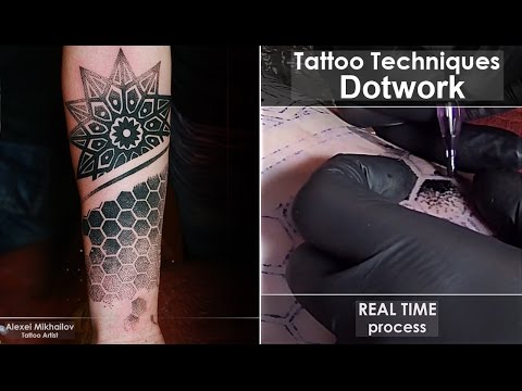 Tattoo techniques DOTWORK - Close up and Real Time process tattooing - Tips and tricks for beginners