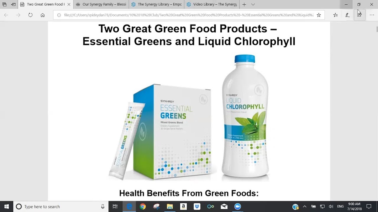 Synergy Worldwide – Two Great Green Food Products – Essential 