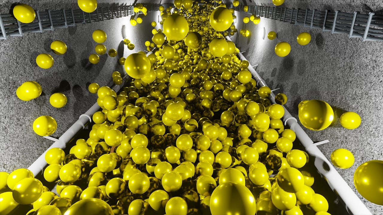 15,000 Golden Balls Simulation In Underground - Blender Rigid Body ...