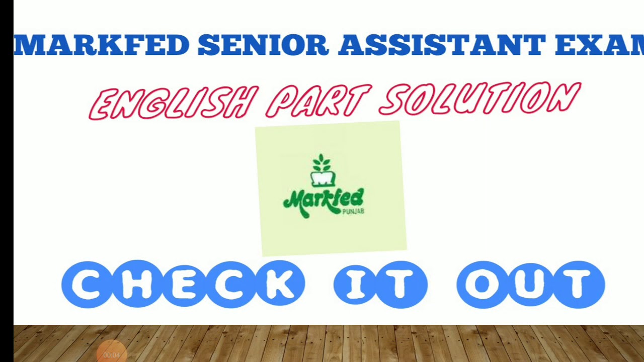 MARKFED SENIOR ASSISTANT SOLUTION ENGLISH PART