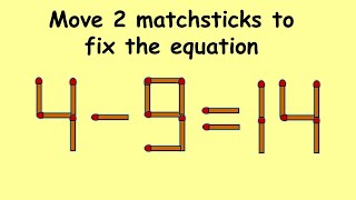 4-9=14 turn this wrong equation into correct | Match stick puzzle #299 | Puzzles with Answer