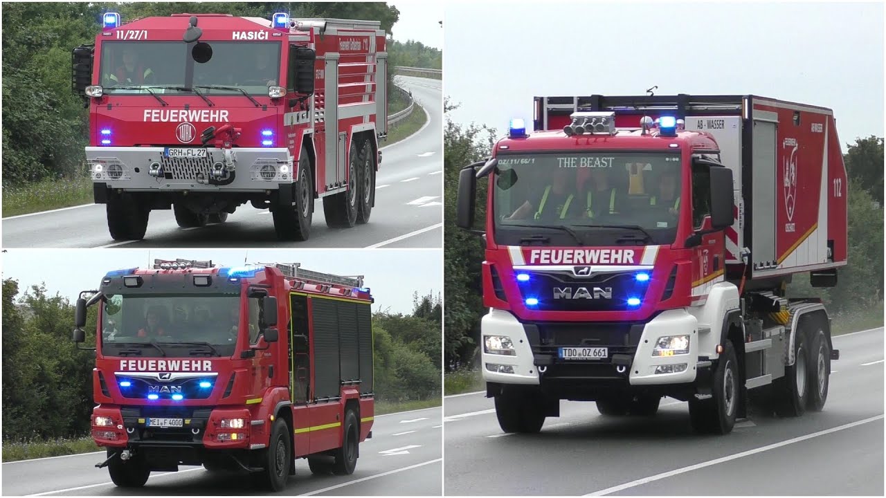 (Viel Bullhorn und Wail) Einsatzfahrten Waldbrand-Großübung in Zeithain 11.09.2021