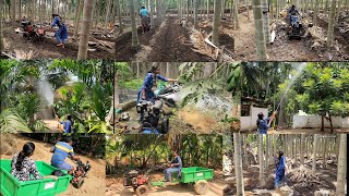 How to use multi purpose back rotary power weeder/Minitractor/Arecanut farming ideas/Paaku maram