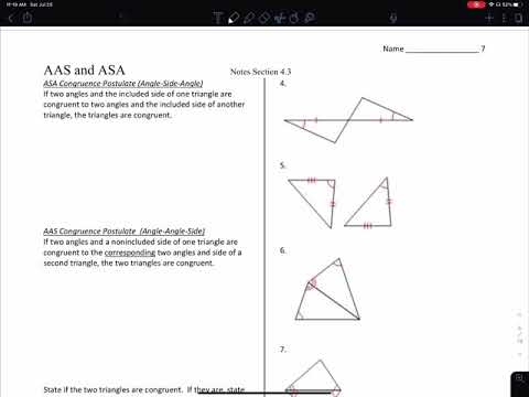 Geometry Notes 4.3 AAS & ASA Congruence Postulates - YouTube