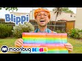 Blippi Creates Spin Art & Paints! Spin Art | Learns Rainbow Colors For Kids | Videos For Toddlers