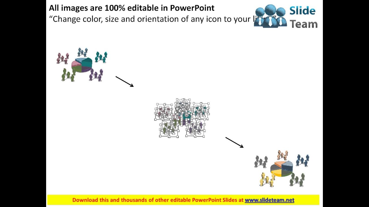 pie chart with segmentation and network powerpoint template