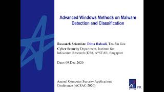 1A-5 Advanced Windows Methods on Malware Detection and Classification