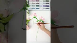One Press, One Petal. One Press, One Leaf. ✨ #watercolor #floraart #art #floralseries #painting