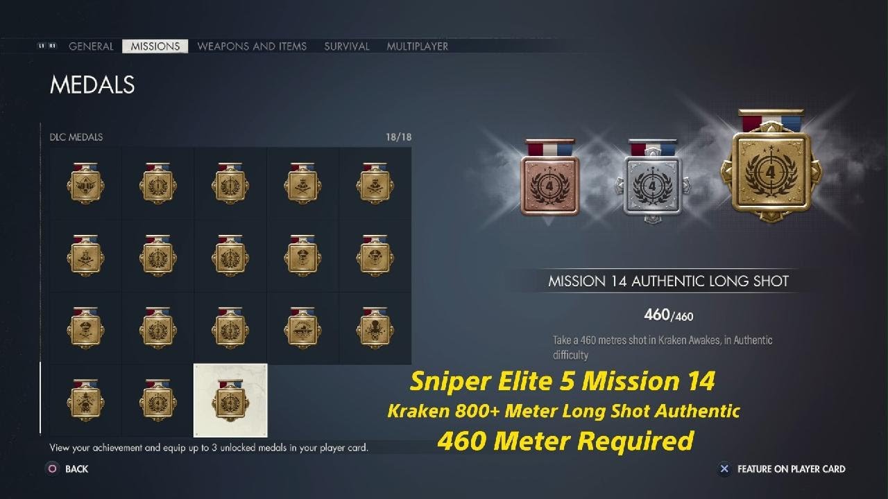 Sniper Elite 5 Mission 14 Kraken 800+ Meter Long Shot Authentic 460 Meter Required