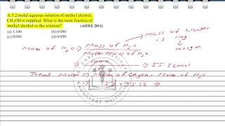 A 5.2 molal aqueous solution of methyl alcohol, CH3OH is supplied. What is the mole