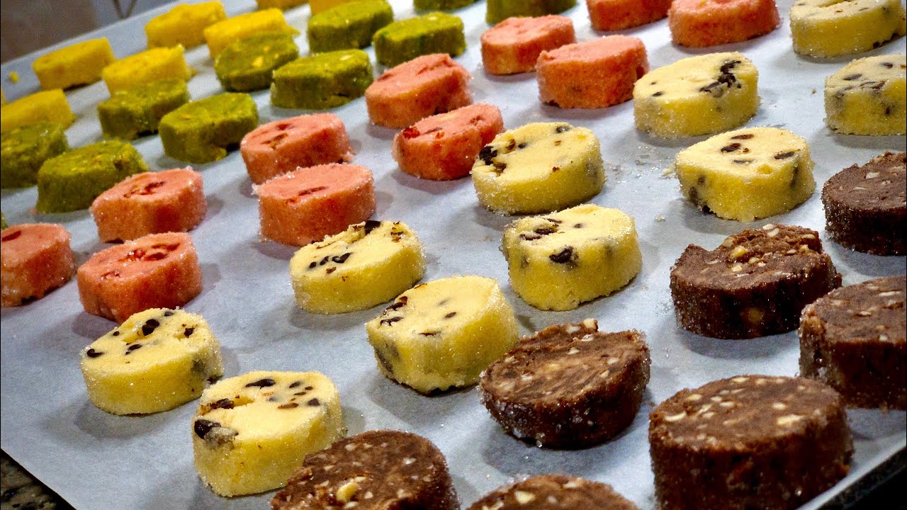 5 sortes de sablé diamant au amandes من عجينة واحدة غادي تحضري خمسة نكهات من حلوى الديامون الهشة