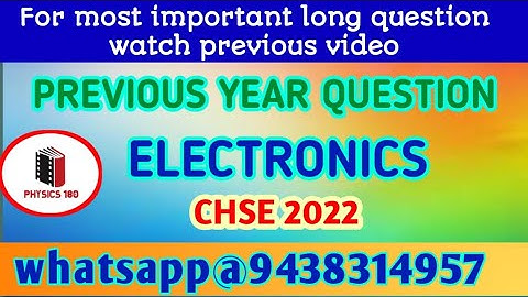 CHSE ELECTRONICS previous year question by physics180#physics180