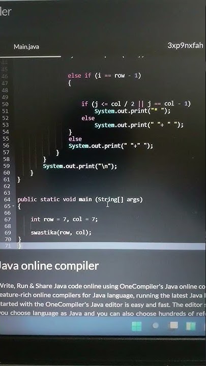 Swastik Sign coding in java || java patterns || how to make pattern in ...