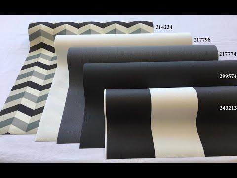 Стильні німецькі шпалери 343213, у широку чорну смужку на білі вінілові, що миються, на флізеліновій основі, видео 3