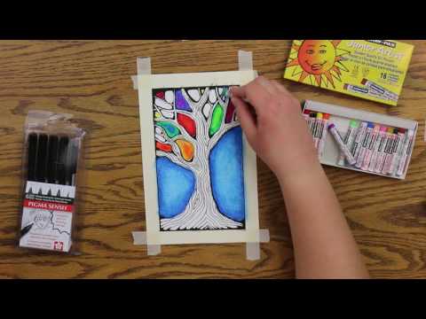 Create A Stained Glass Tree with Oil Pastels