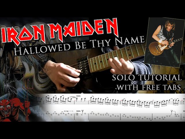 How to play Adrian Smith's solos #1 Hallowed Be Thy Name (with tablatures and backing tracks) class=