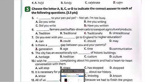 Bài Tập Tiếng Anh 9 Global Success (Test yourself 2) Phần 1