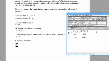 How to Test a Hypothesis for the Mean with n = 30 and Sigma Known. [HD]