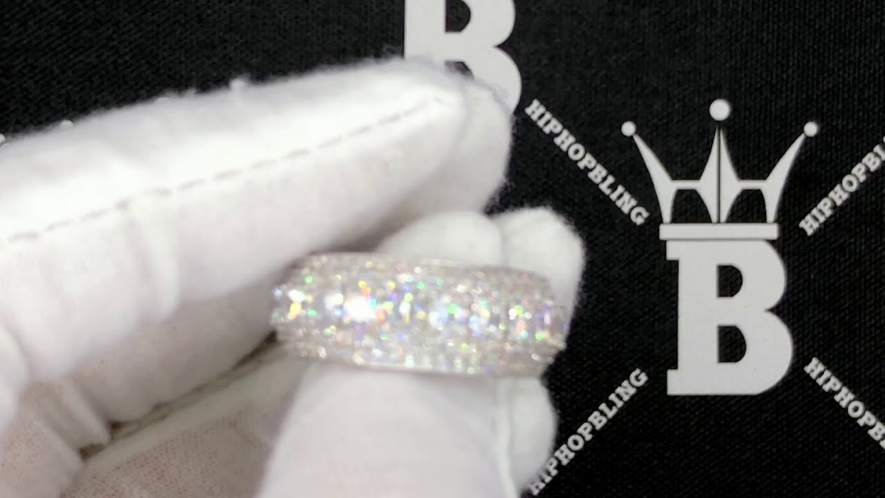 .925 Sterling Silver Eternity Layer White Eternity VVS Iced Out Ring | Bling Bling Jewelry