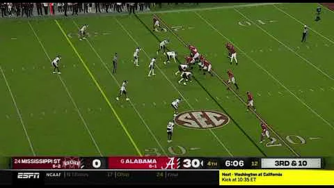 Tyler Harrells first reception at Alabama