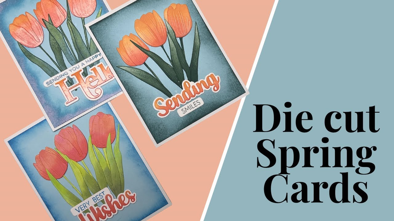 Вырезанные весенние открытки с букетом тюльпанов от Lisa Horton Crafts