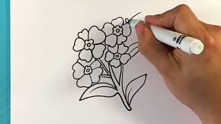 EASY how to Draw a FLOWER - Forget Me Not