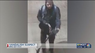 BPD searching for suspect allegedly involved in downtown vandalism