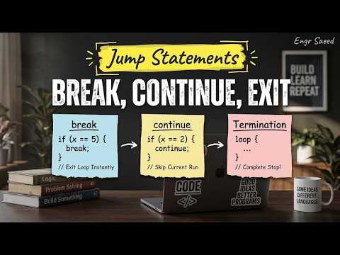 Break Continue statement | Jump Statements in C++ | break, continue & Loop Termination | Engr Saeed