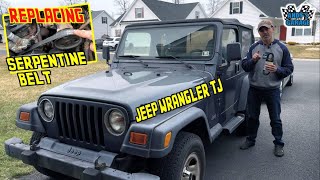 How To Replace Serpentine Belt - Jeep Wrangler Tj (andy’s Garage: Episode - 567)