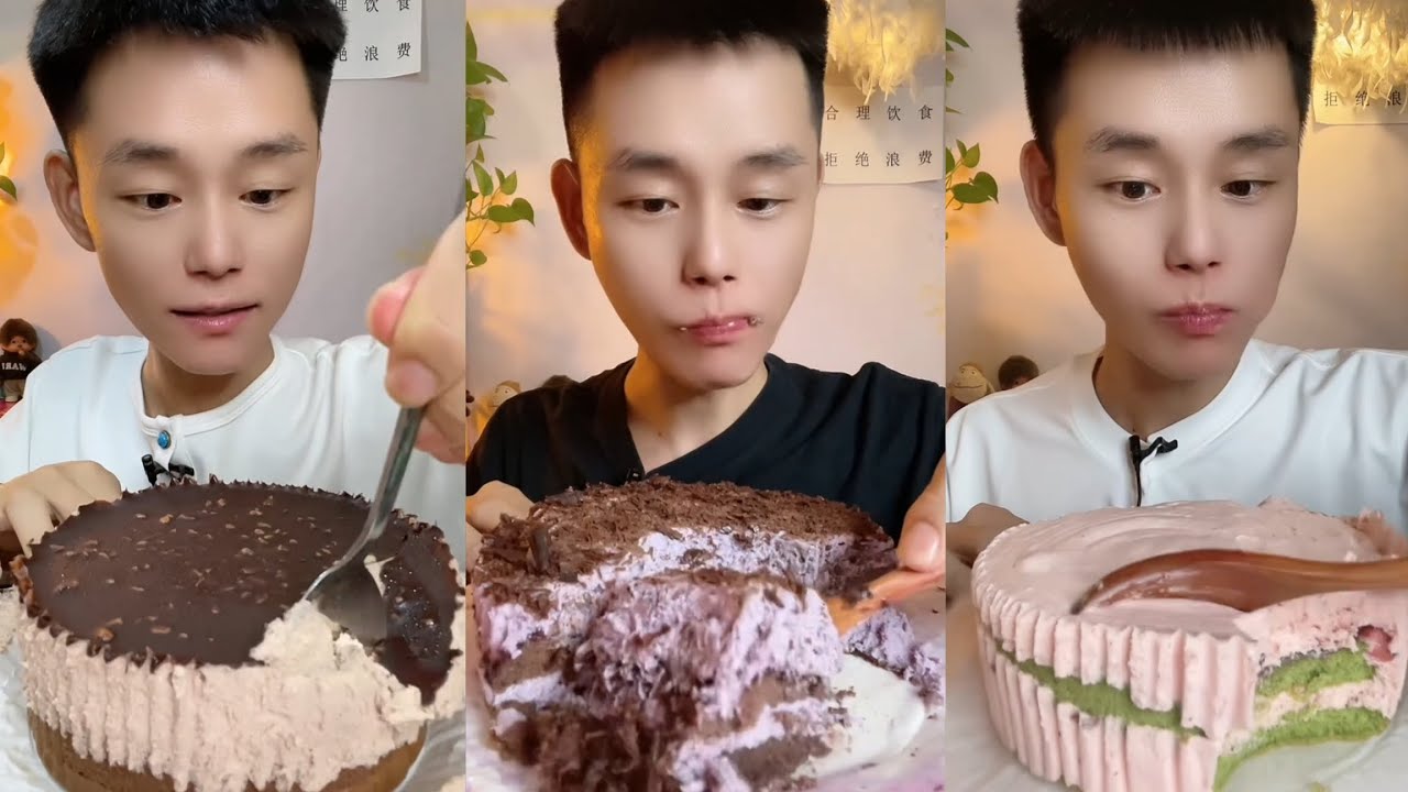 Chocolate Cake ASMR Mukbang | Soft Creamy Chocolate Dessert Eating Sounds