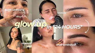 24 Hour GLOW UP at Home ✨ Brows, Hair, Teeth Whitening + Makeup Transformation
