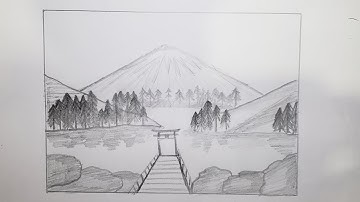Drawing mount fuji with simple techniques #art #drawing