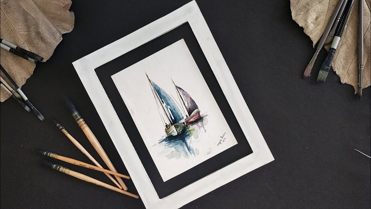 Water colour Painting ( Sailing boat  Painting With Water Colour) @craftoPedia360-cp #water colour 