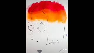 أجمل رسم فتاة  مع شعر جميل وملون 