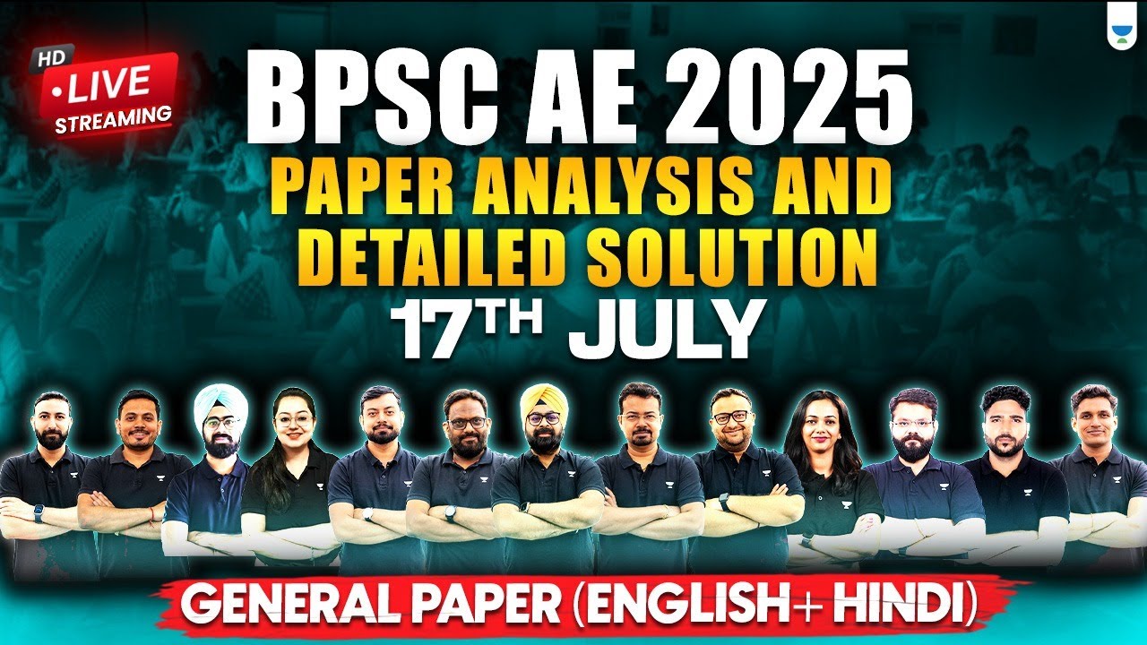 BPSC AE 2025 Exam Paper Analysis & Solution | General Paper(English+Hindi)