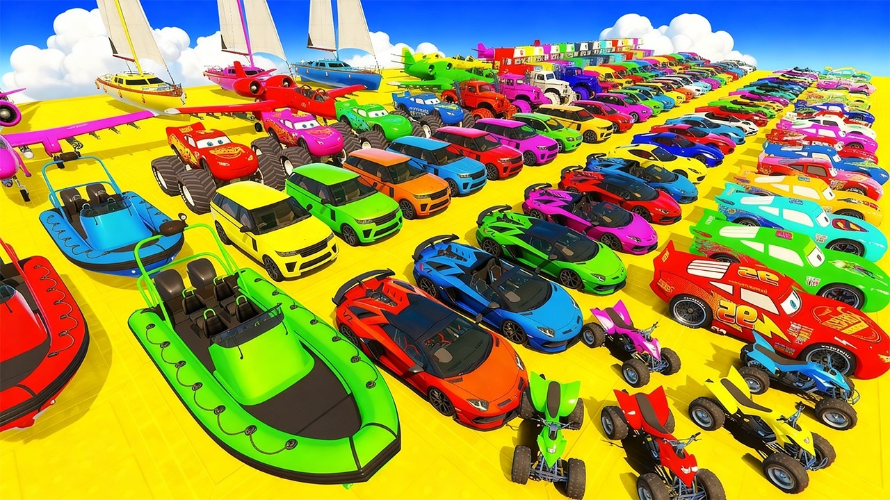 GTA V Mods New Epic Ultimate Stunt Challenge 💥SPIDER-MAN With Super Car Motocycle Helicopter & Boats