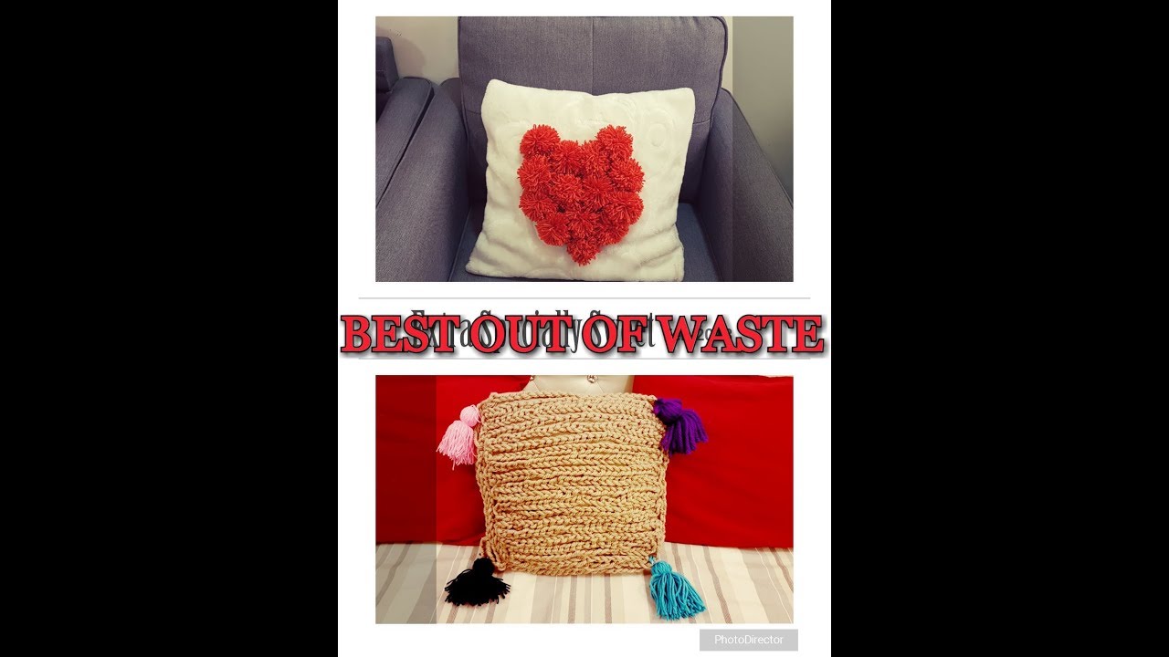 BEST OUT OF WASTE DIY PILLOW winter pillows YouTube