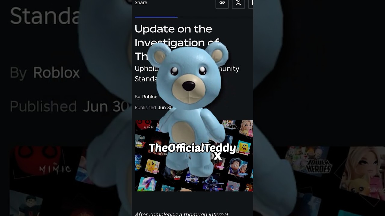 TheOfficialTeddy Got BANNED OFF ROBLOX... 😱#robloxshorts #roblox