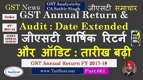 Notification for Extension of GST Annual Return & Audit date for FY 2017-18 वार्षिक रिटर्न